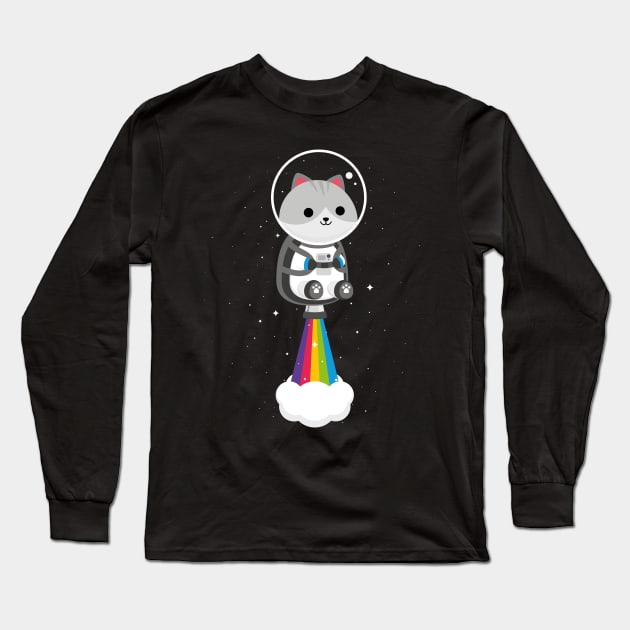 Space Cat Long Sleeve T-Shirt by May's Studio